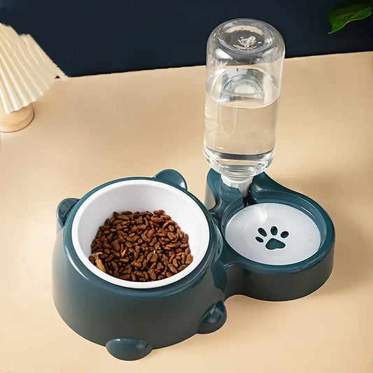 Indilio AquaFeast™ 2-in-1 Stainless Steel Pet Feeder & Automatic Water Dispenser