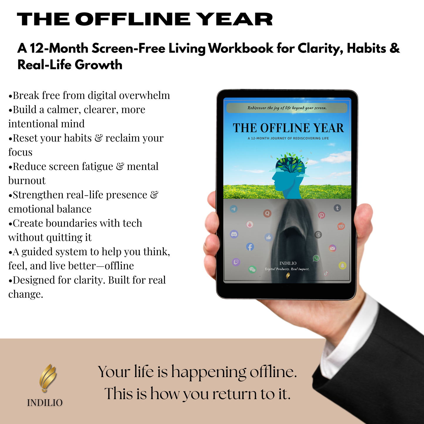 The Offline Year — A 12-Month Guided System to Reduce Screen Time, Rediscover Life & Build Meaningful Habits