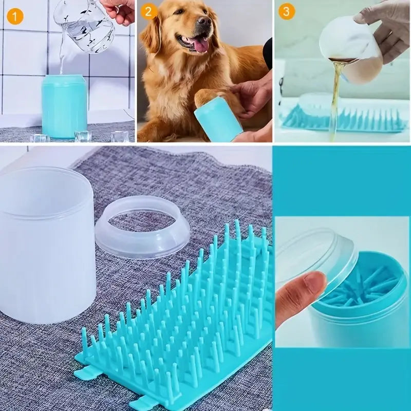 Indilio PawPure™ Deluxe Pet Paw Cleaner Cup with Soft Silicone Bristles