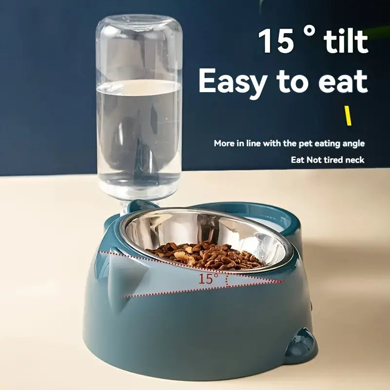 Indilio AquaFeast™ 2-in-1 Stainless Steel Pet Feeder & Automatic Water Dispenser